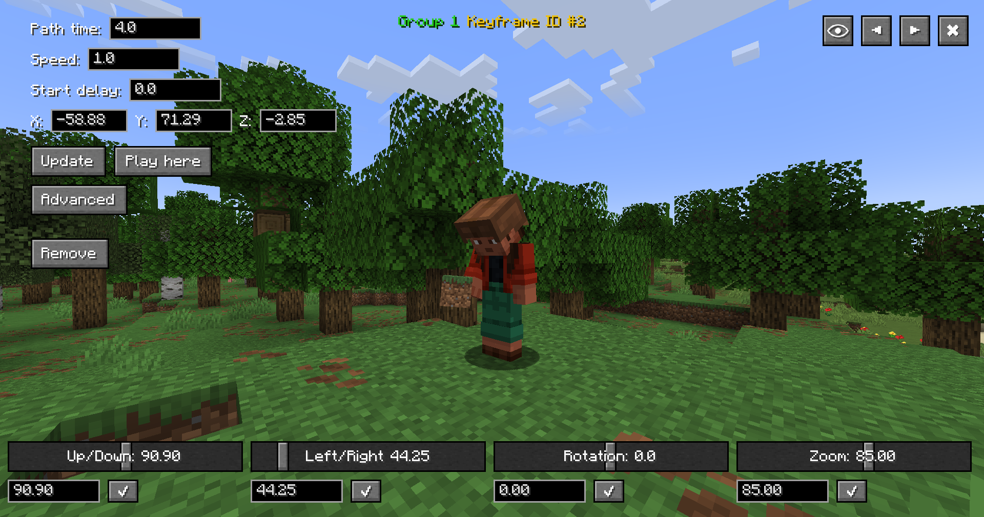 Keyframe screen option image