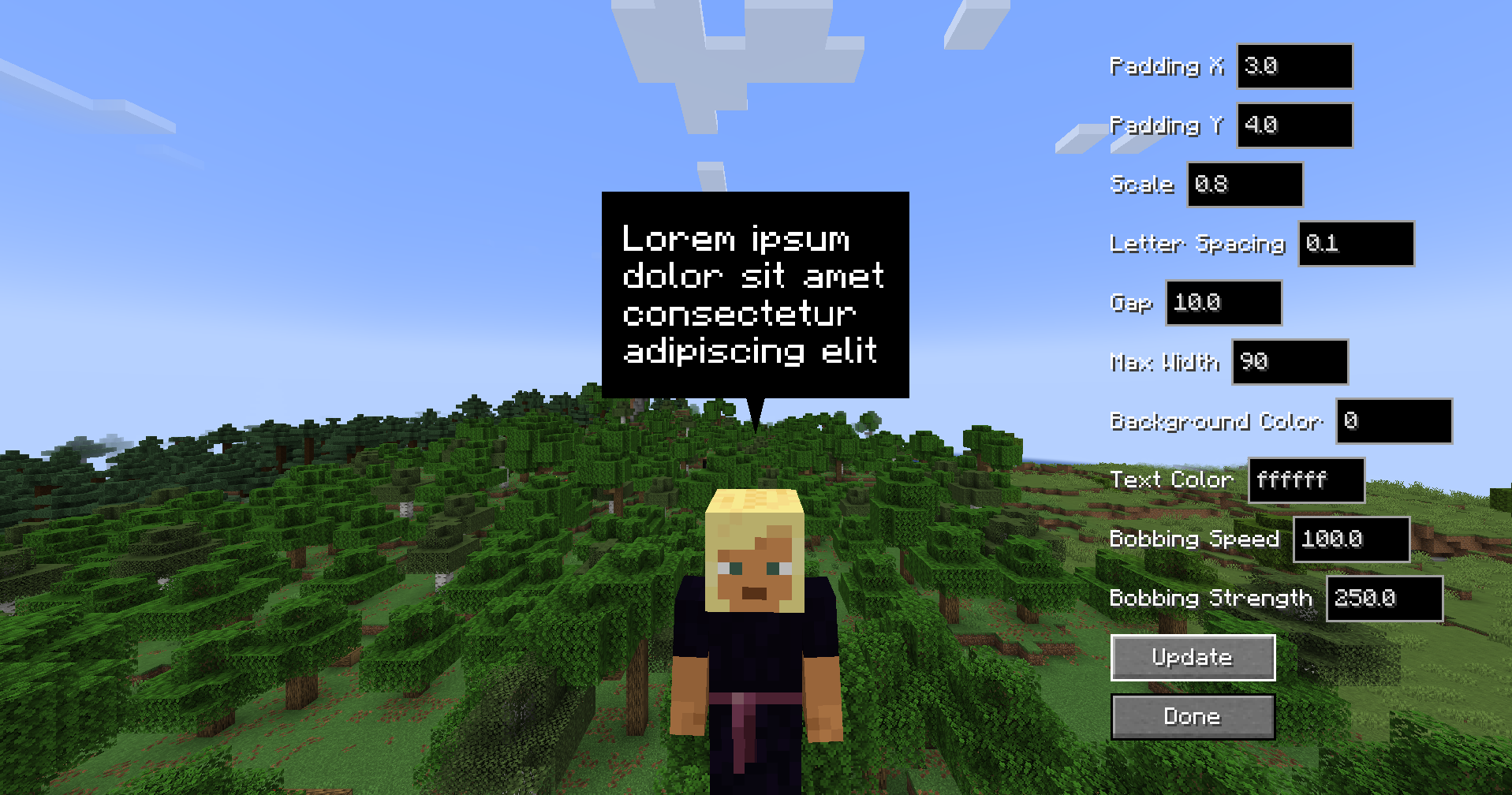 Dialog settings screen